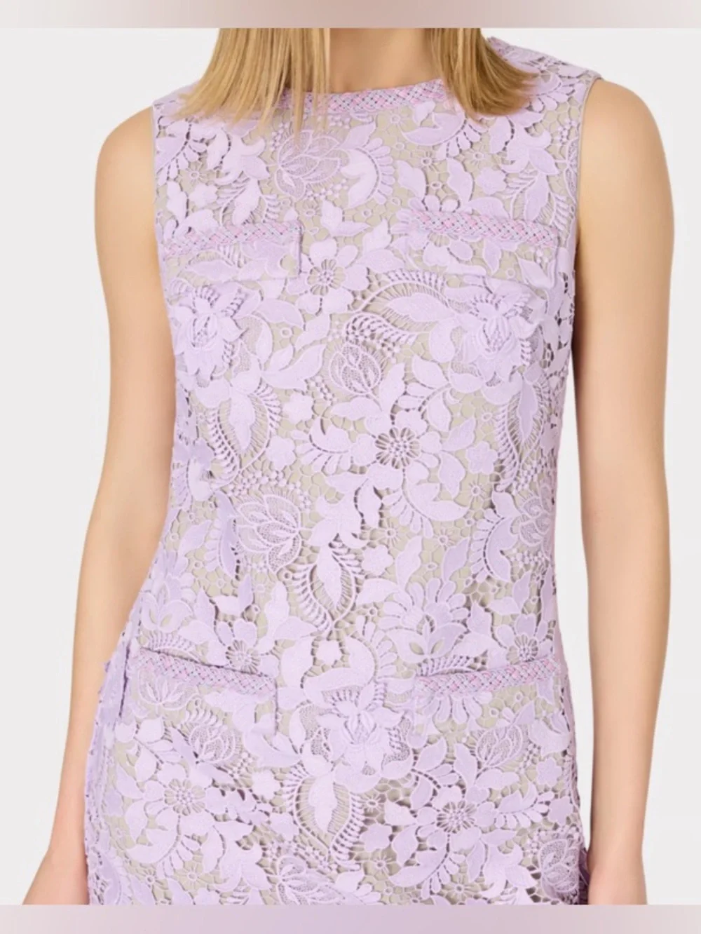 NWT MILLY 3D Garden Lace Sleeveless Mini Dress in Lilac, Size 6 - Picture 2 of 13